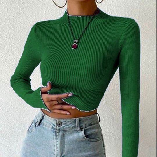 Damen Feinstrickpullover mit modischem Stehkragen und waveless Design R&B