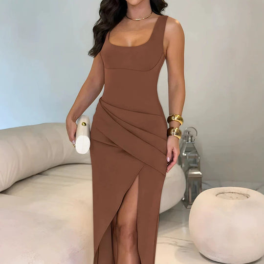 Damen Elegantes Maxi-Kleid mit asymmetrischem Schnitt und hohem Schlitz R&B