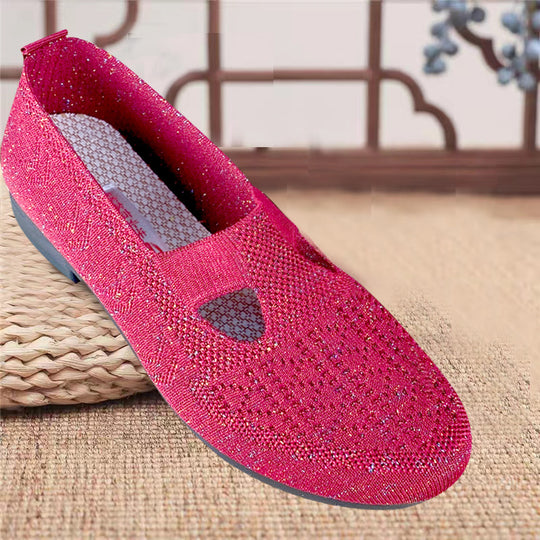 Damen atmungsaktive Slip-On Ballerinas mit elastischem Einschlupf und flexibler Sohle R&B