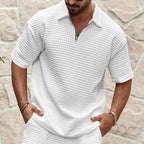 Herren Kurzarm-Henley-T-Shirt mit strukturiertem Design und modischem Kragen R&B