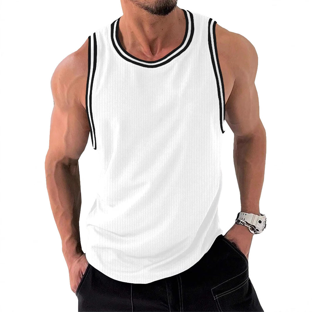 Herren Sportliches ärmelloses Tanktop mit atmungsaktivem Material und modernem Rippendesign R&B