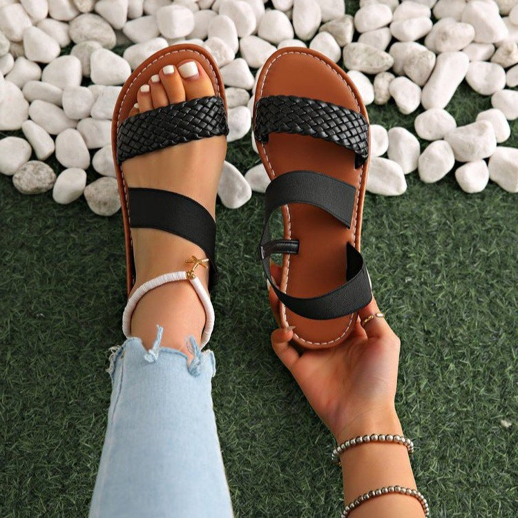 Damen Bequeme Riemchensandalen mit geflochtenem Design R&B