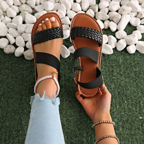 Damen Bequeme Riemchensandalen mit geflochtenem Design R&B