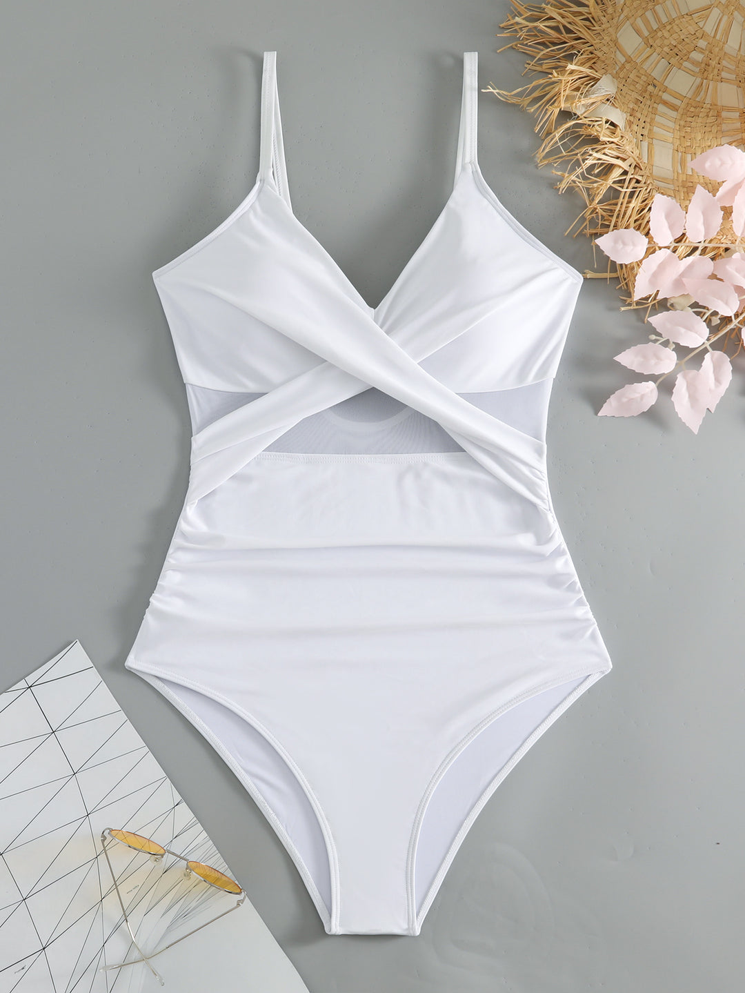 Damen Einteiler Badeanzug mit stylischem Wickeldesign R&B