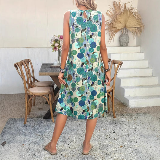 Damen luftiges Kleid mit floralen Mustern und schwingendem Saum R&B
