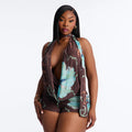 Damen Halter-Shorts-Playuit mit floralem Design R&B