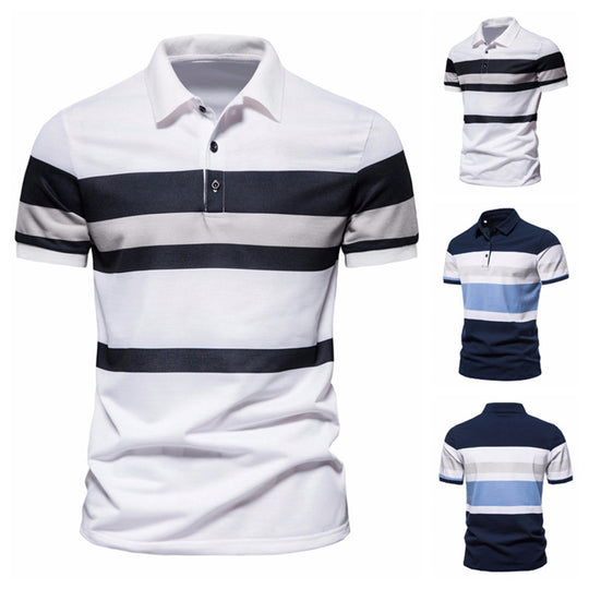 Herren Poloshirt mit modernem Streifenmuster und atmungsaktiver Baumwolle R&B