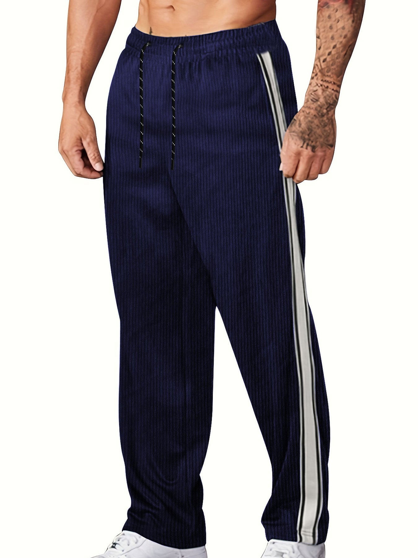 Herren komfortable Freizeithose mit seitlichem Streifen R&B