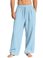 Herren nan leichte Leinen-Loungehose mit elastischem Bund und Seitentaschen R&B