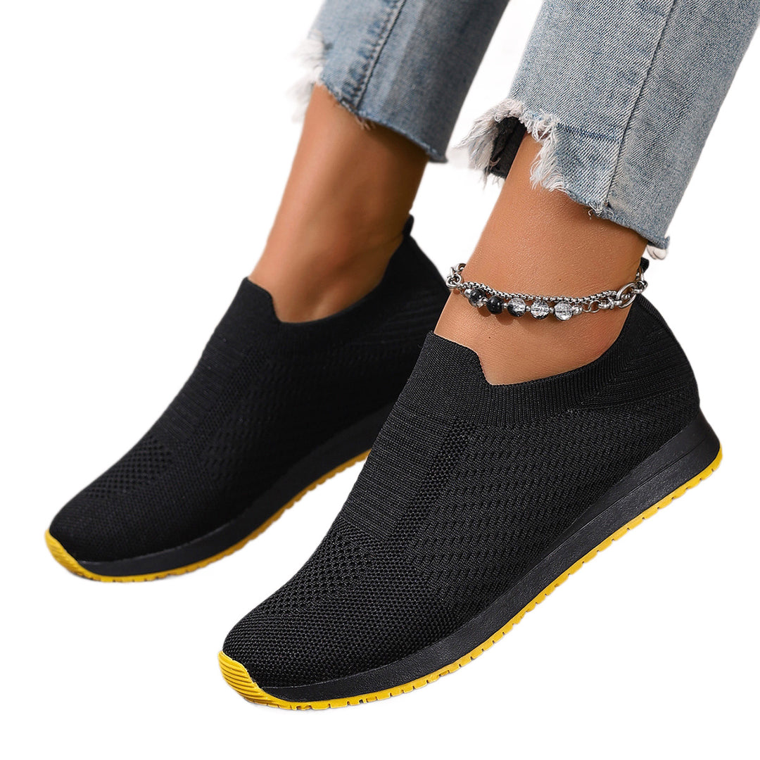 Damen atmungsaktive Slip-On Sneakers mit elastischem Einsatz R&B