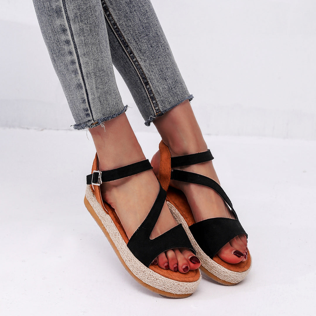 Damen Elegante und komfortable Keil-Sandalen mit verstellbarem Riemen R&B