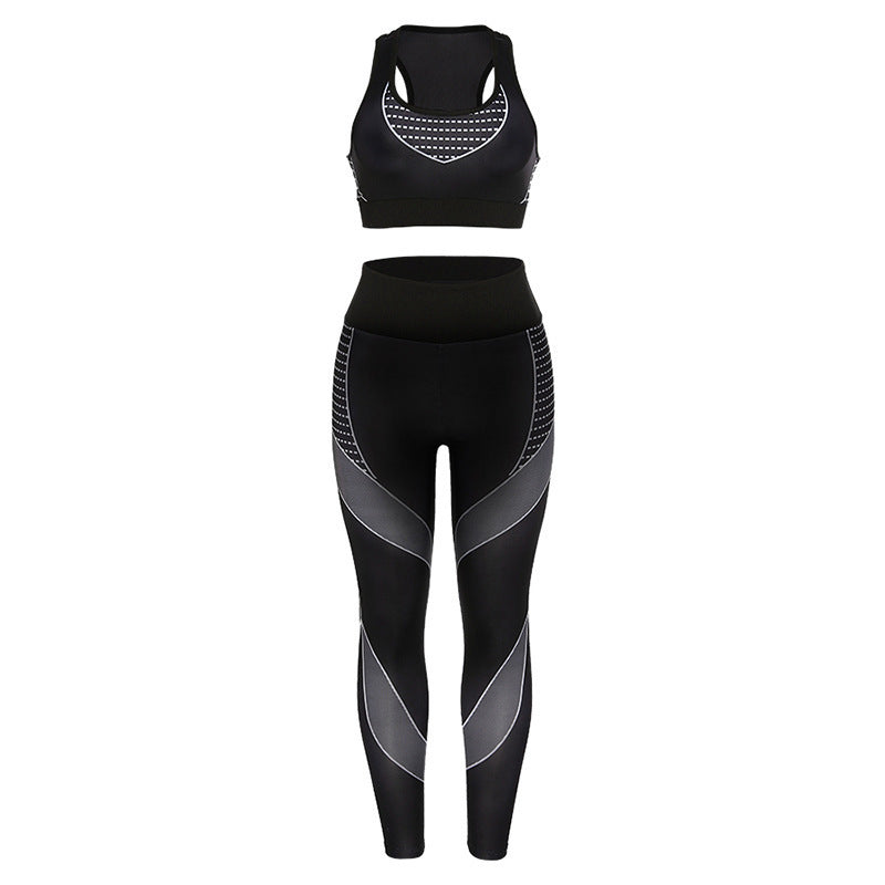 Damen sportliches Trainingsset mit Hochleistungs-BH und figurbetonten Leggings R&B