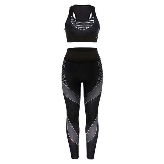 Damen sportliches Trainingsset mit Hochleistungs-BH und figurbetonten Leggings R&B