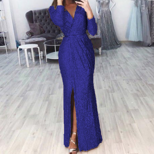 Damen Elegantes Wickelkleid mit Bein-Schlitz R&B