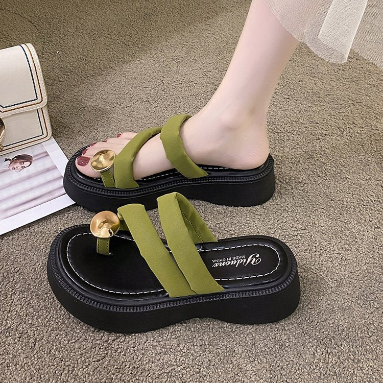 Damen modische Plateau-Sandalen mit elegantem Riemen und dekorativer Schnalle R&B