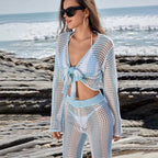 Damen luftiges Netzoberteil und High-Waist-Hose R&B
