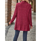 Damen offene Strickjacke mit strukturierter Oberfläche und praktischen Taschen R&B