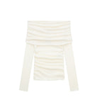 Damen Off-Shoulder Bluse mit Raffung