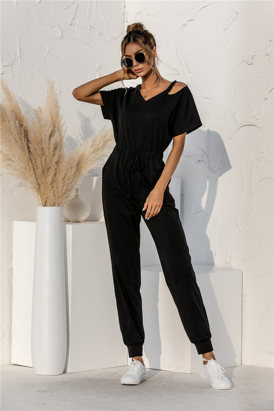 Damen Relaxed Fit Overall mit Kordelzug und Schulterfreies Design R&B