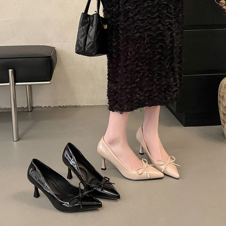 Damen elegante Pumps mit modischem Schleifendesign und bequemem Blockabsatz R&B
