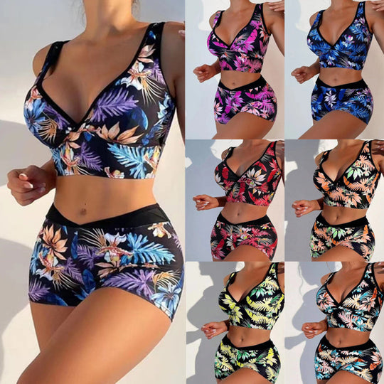 Damen Sport-Bikini-Set mit hoch geschnittenem Oberteil und bequemem Shorts R&B