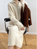 Damen Strickkleid mit Zipper und Rippenstruktur