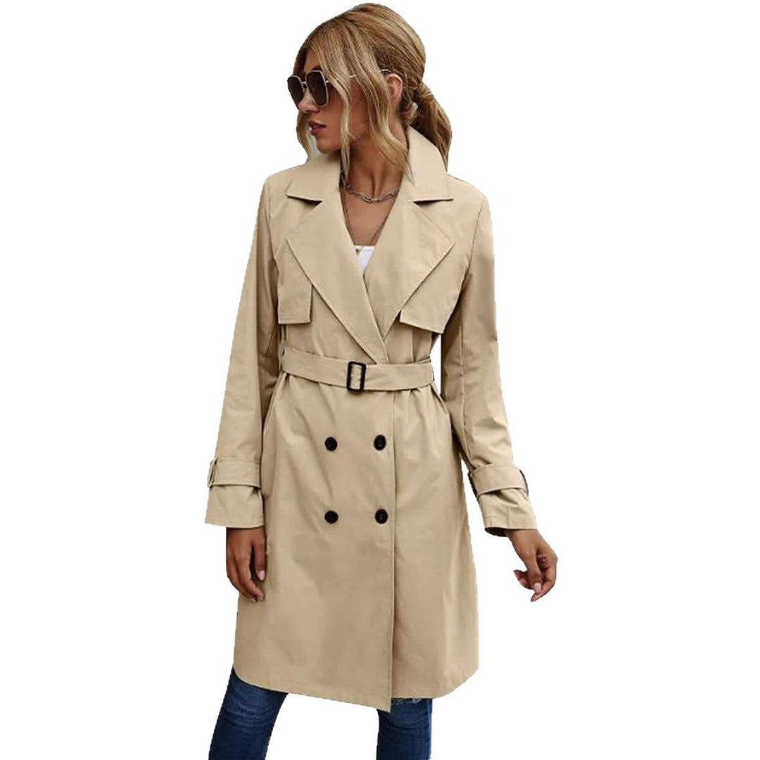 Damen Eleganter Trenchcoat mit doppelter Knopfleiste und schickem Kragen R&B