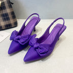 Damen elegante Slingback-Pumps mit modischem Schleifen-Detail und komfortablem Blockabsatz R&B