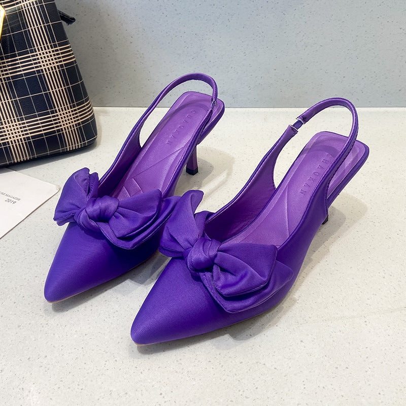 Damen elegante Slingback-Pumps mit modischem Schleifen-Detail und komfortablem Blockabsatz R&B