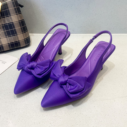 Damen elegante Slingback-Pumps mit modischem Schleifen-Detail und komfortablem Blockabsatz R&B