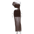 Damen asymmetrisches Wickelkleid mit raffinierten Rüschen und elegantem Schnitt R&B