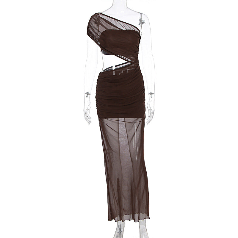 Damen asymmetrisches Wickelkleid mit raffinierten Rüschen und elegantem Schnitt R&B