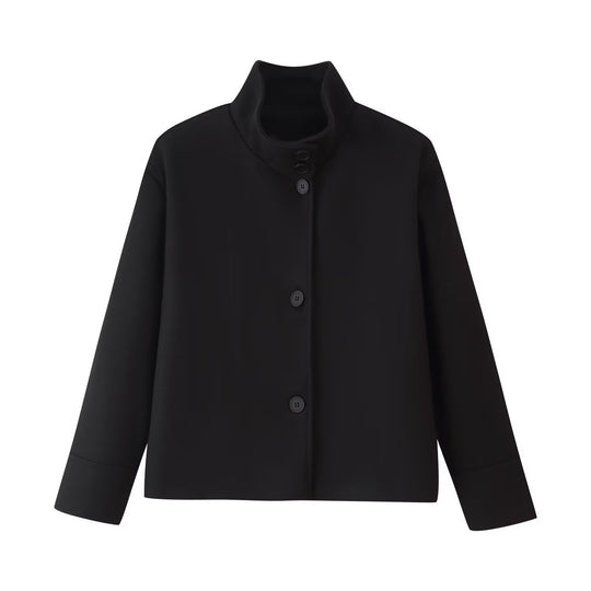 Damen Klassische Kurzjacke mit hohem Kragen und eleganten Knöpfen R&B