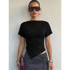 Damen Trendiges Oberteil mit asymmetrischem Saum und figurbetonendem Schnitt R&B