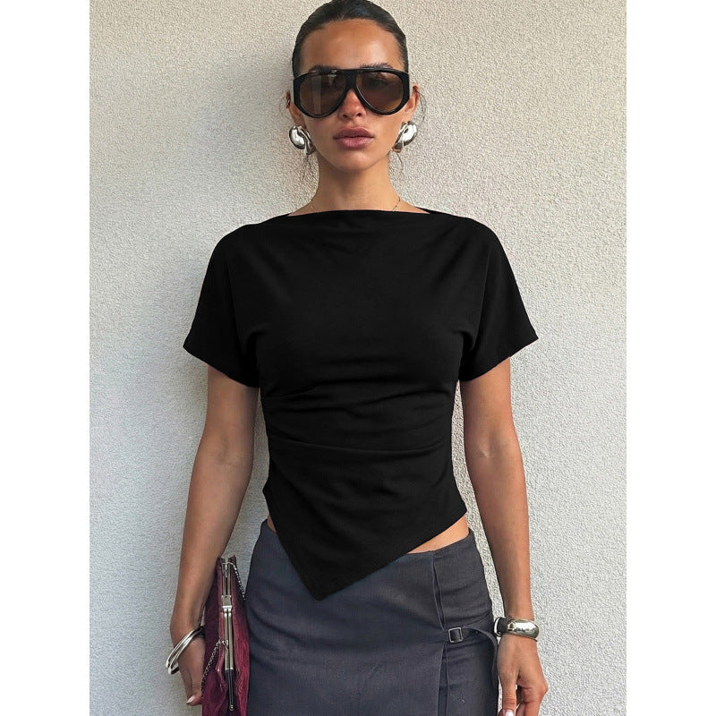 Damen Trendiges Oberteil mit asymmetrischem Saum und figurbetonendem Schnitt R&B