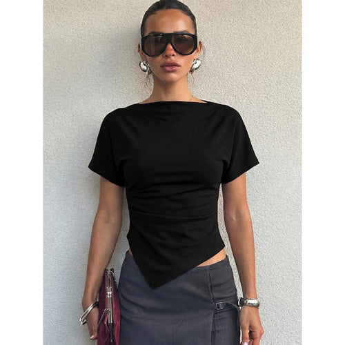 Damen Trendiges Oberteil mit asymmetrischem Saum und figurbetonendem Schnitt R&B