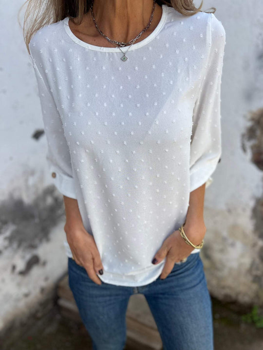 Damen lässige Bluse mit strukturiertem Stoff R&B