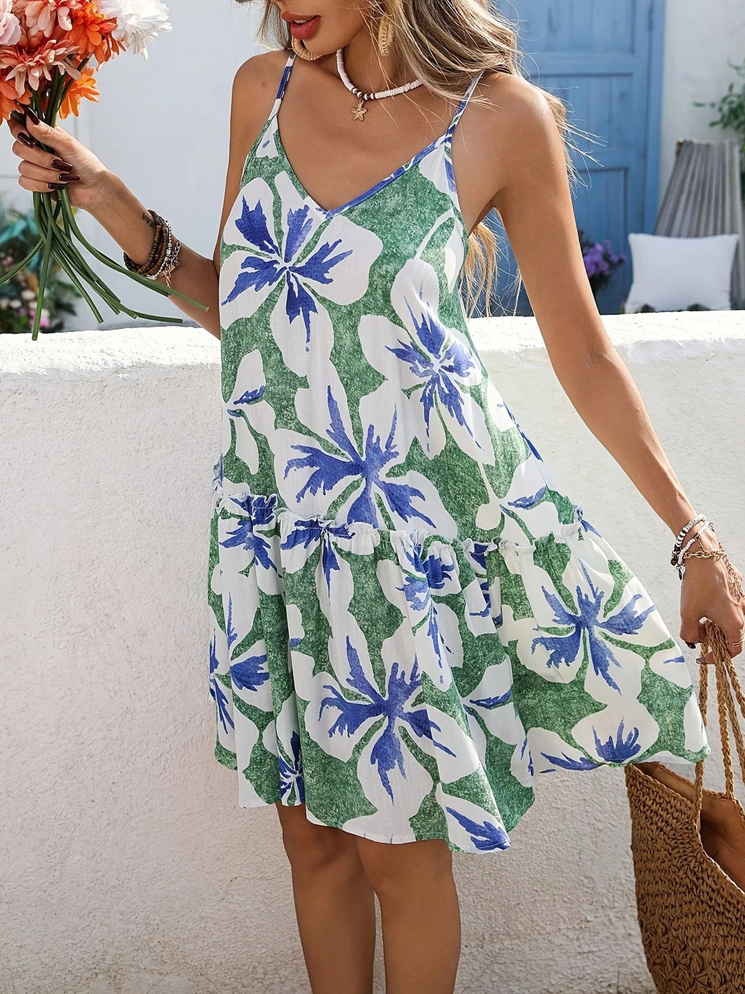 Damen luftiges Sommerkleid mit floralem Design R&B