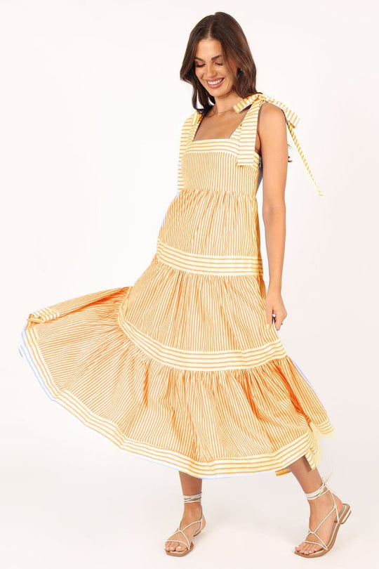 Damen Maxikleid mit verstellbaren Trägern und Rüschendetails R&B