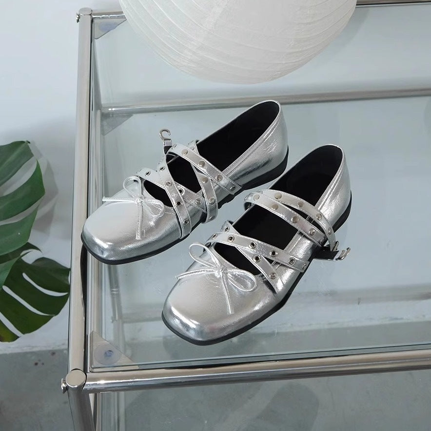 Damen Ballerinas mit elegantem Riemendesign und modischer Schnürung