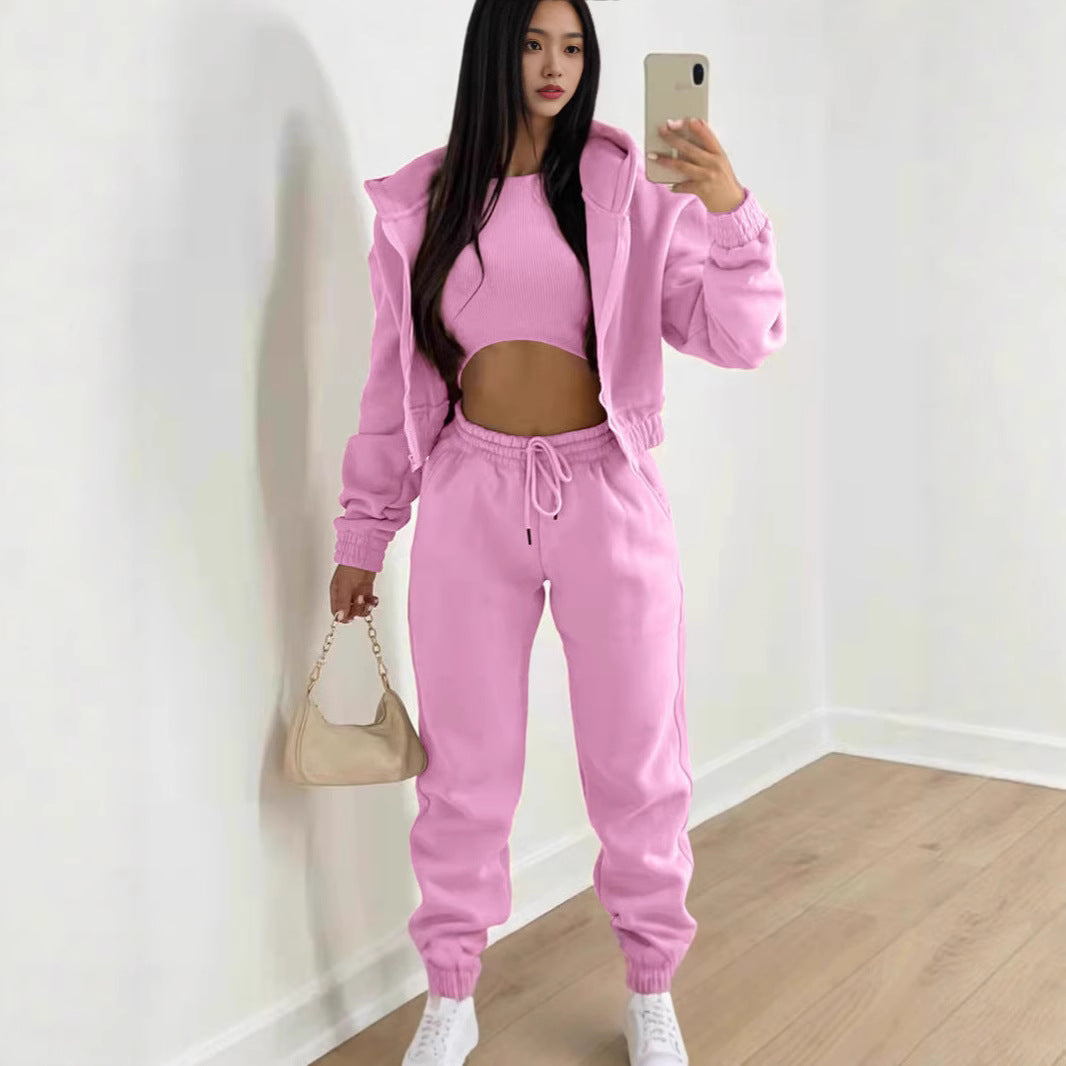 Jogginganzug Damen Lounge-Set mit Cropped Hoodie