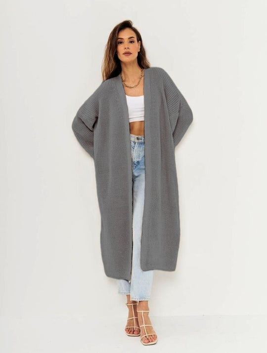 Damen Großer Strickmantel mit offener Front und lässiger Silhouette R&B