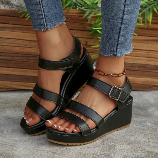Damen Wedge Sandalen mit verstellbaren Riemen und komfortablem Fußbett R&B
