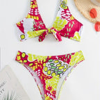 Damen Crop-Bikini mit floralem Knötchen-Design R&B