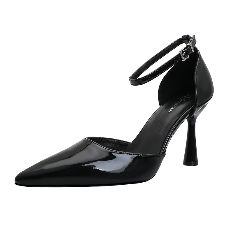 Damen Hochglanz Slingback-Pumps mit verstellbarem Riemen