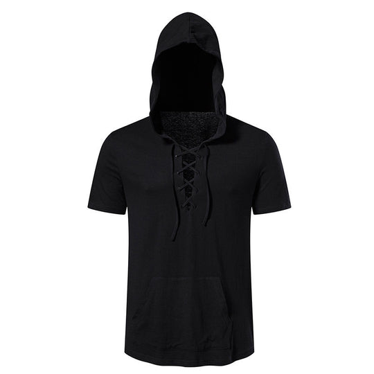 Herren Kapuzen-T-Shirt mit kreativem Schnürdesign R&B