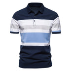 Herren Poloshirt mit klassischen Streifen und atmungsaktiver Baumwolle