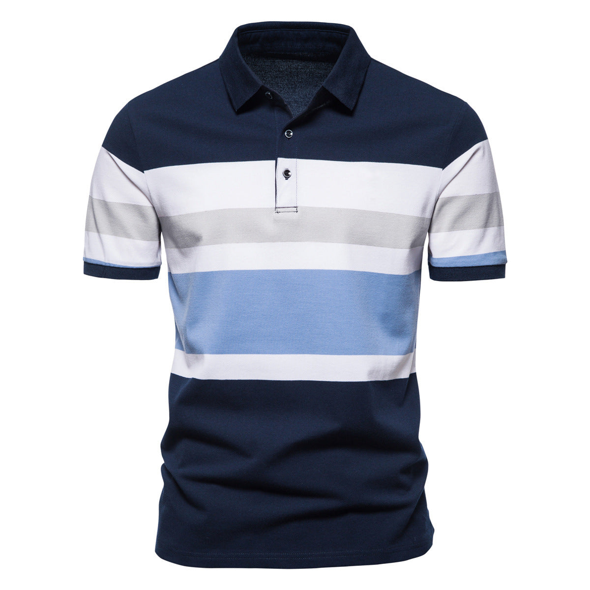 Herren Poloshirt mit klassischen Streifen und atmungsaktiver Baumwolle