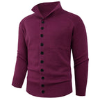 Herren Strickpullover mit hohem Kragen und Knopfverschluss R&B