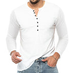 Herren Langarm-Henley-Shirt aus weichem Baumwollmix mit feiner Knopfleiste R&B